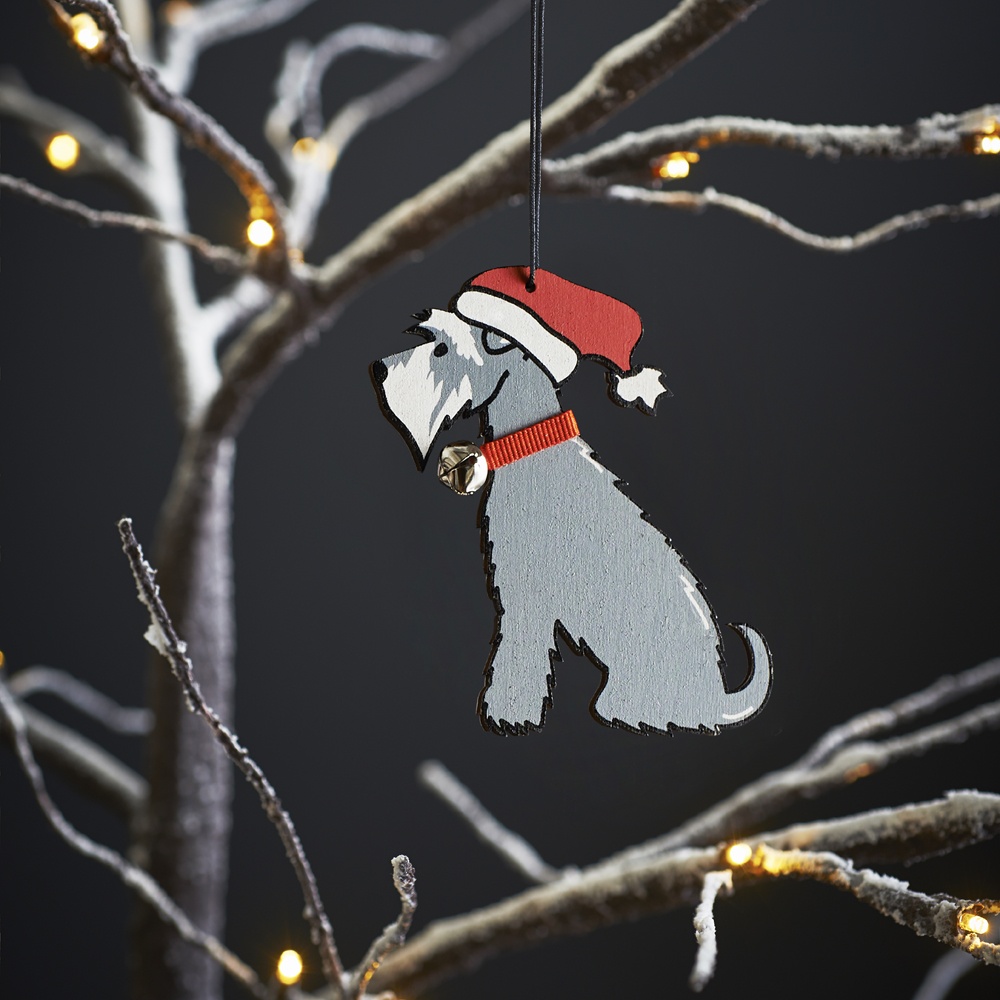 OUTLET - GREY SCHNAUZER DOG CHRISTMAS TREE DECORATION , outlet , 