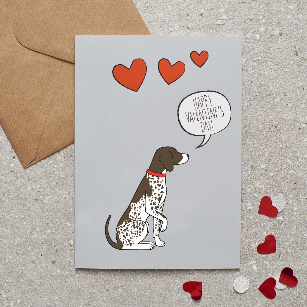German Shorthaired Pointer Valentine's Day Card , Mischievous Mutts > Greeting Cards , German Shorthaired Pointer