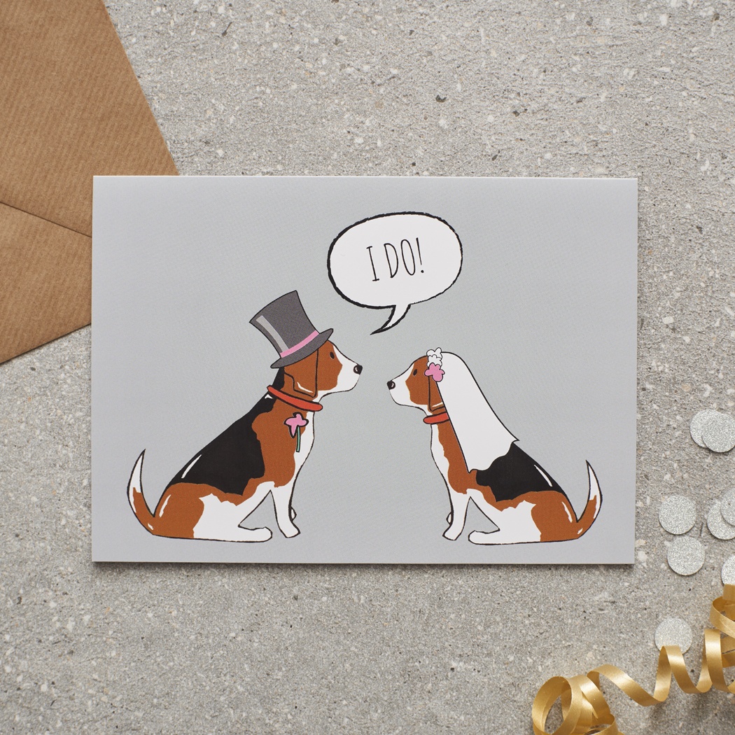 Beagle Wedding Card , Mischievous Mutts > Greeting Cards , Beagle
