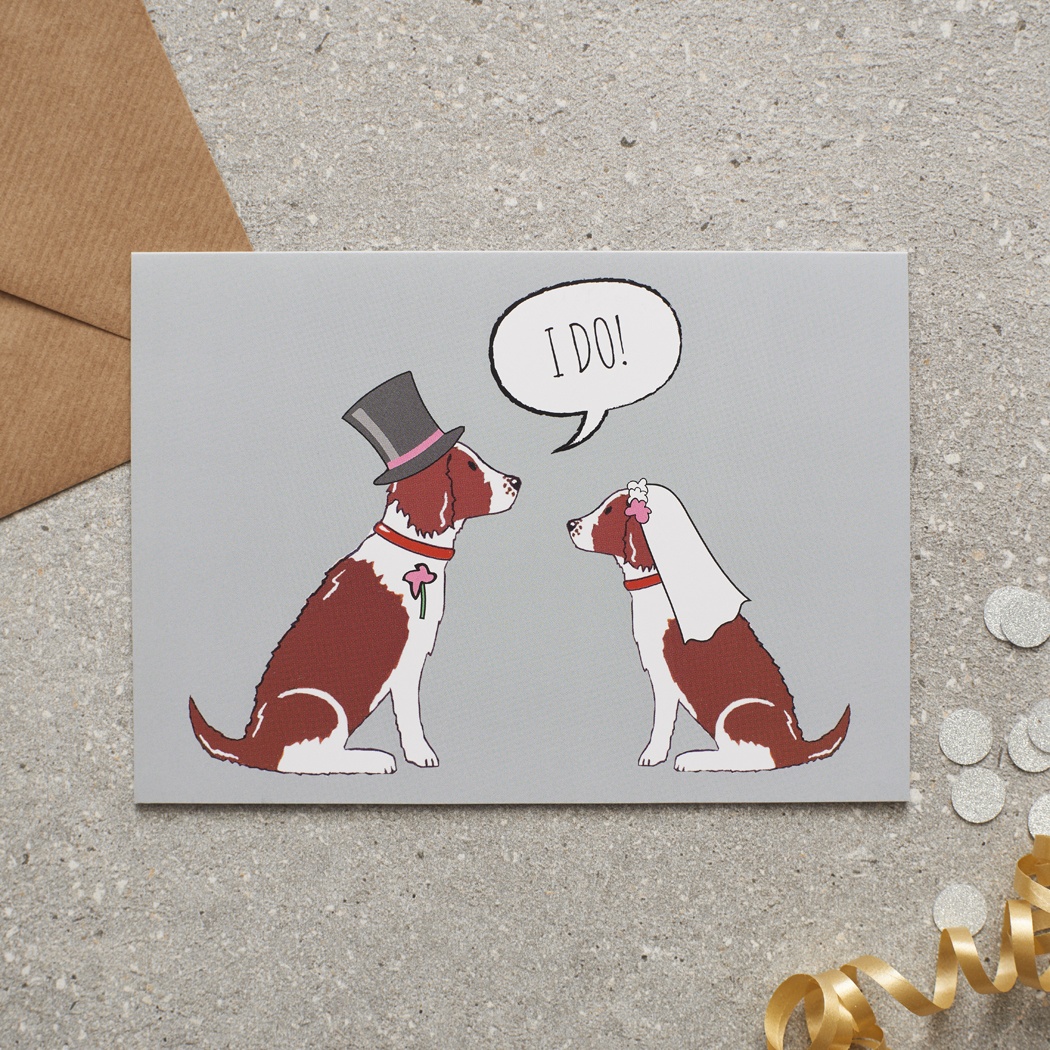 Springer Spaniel (Liver & White) Wedding Card , Mischievous Mutts > Greeting Cards , Springer Spaniel