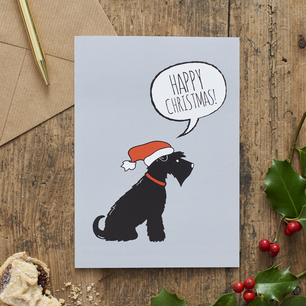 Black Schnauzer Christmas Card , Mischievous Mutts > Greeting Cards , Schnauzer