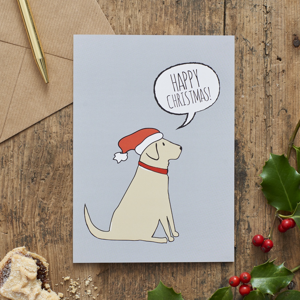 Yellow Labrador Christmas Card , Mischievous Mutts > Greeting Cards , Yellow Labrador