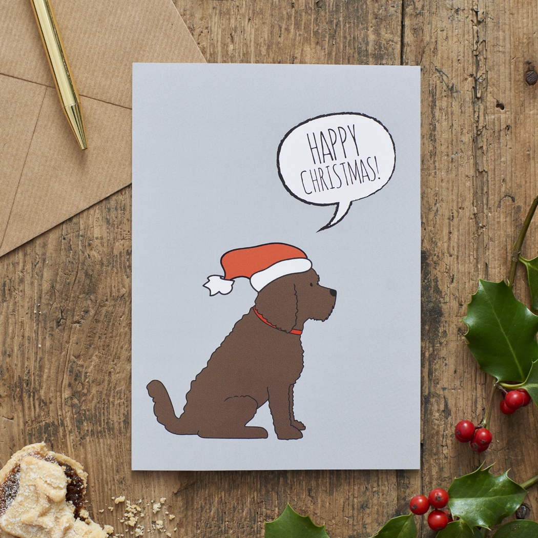Cockapoo / Labradoodle (chocolate) Christmas Card , Mischievous Mutts > Greeting Cards , Cockapoo