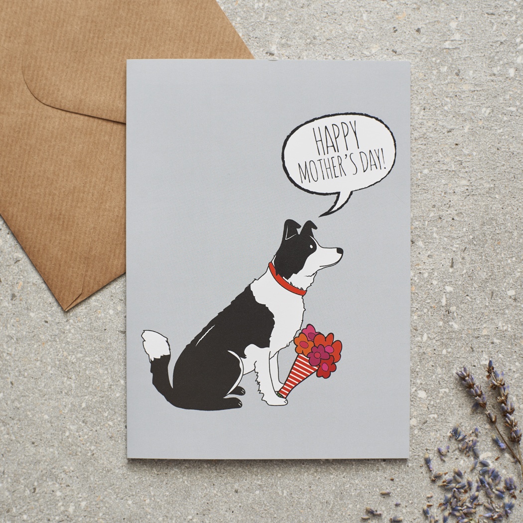 Border Collie Mother's Day Card , Mischievous Mutts > Greeting Cards , Border Collie