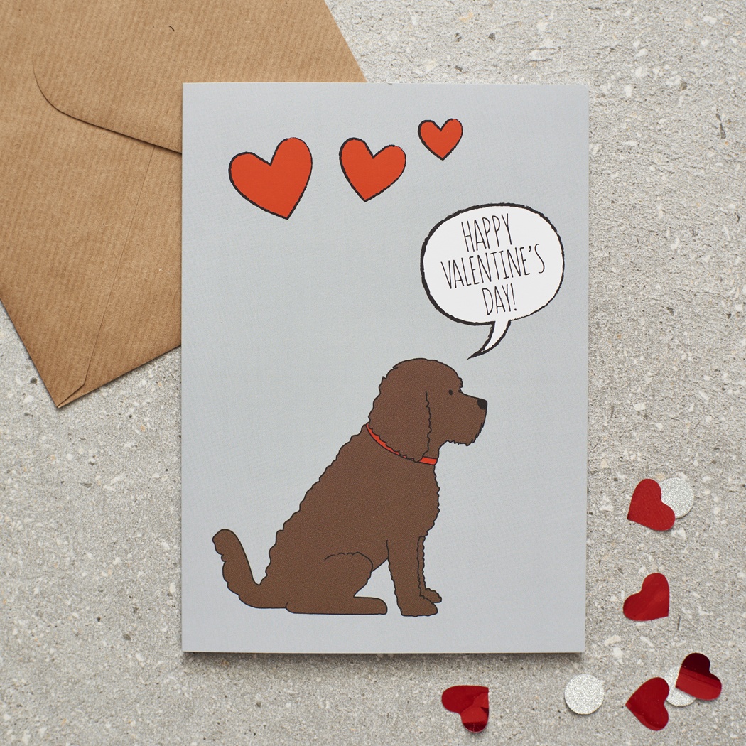 Cockapoo / Labradoodle (chocolate) Valentine's Day Card , Mischievous Mutts > Greeting Cards , Cockapoo