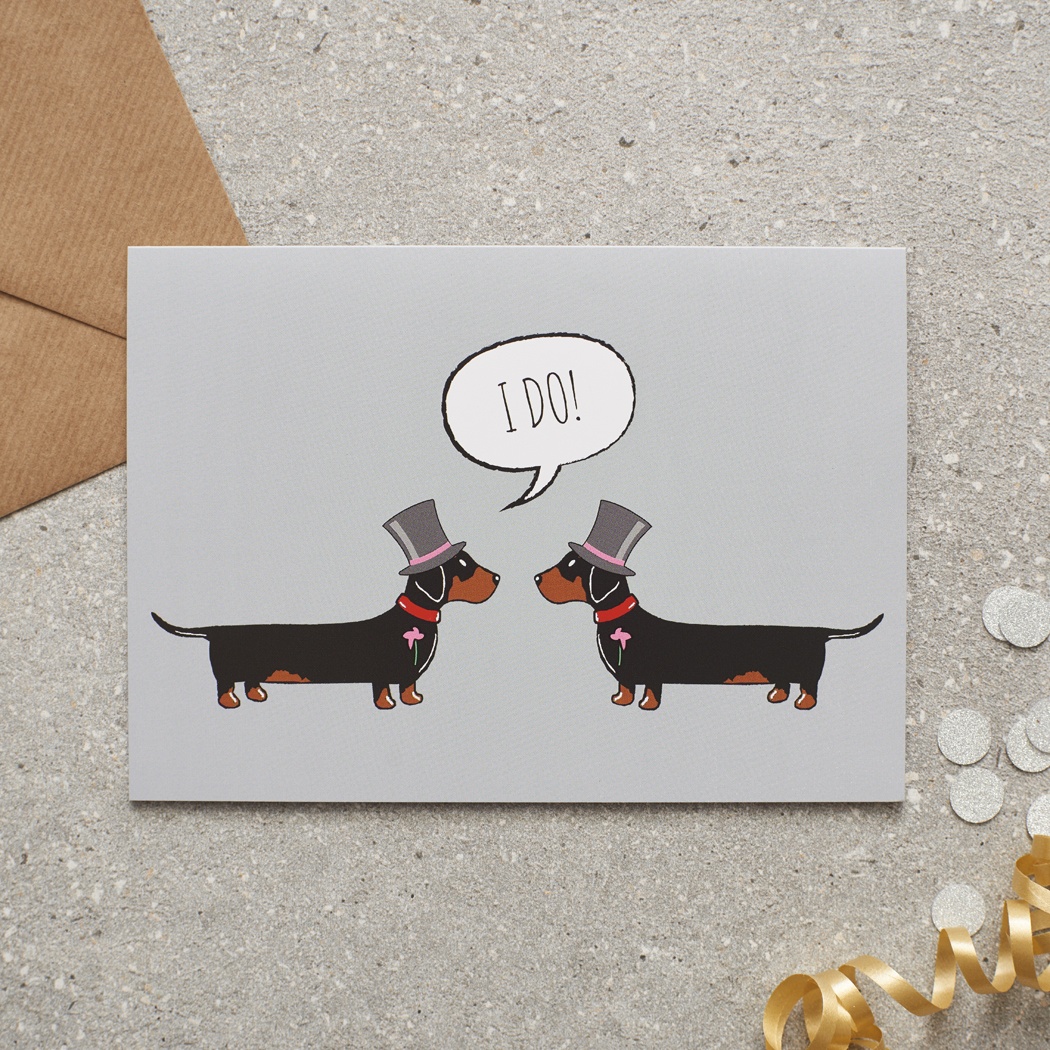 Dachshund Gay Wedding / Civil Partnership Card , Mischievous Mutts > Greeting Cards , Dachshund