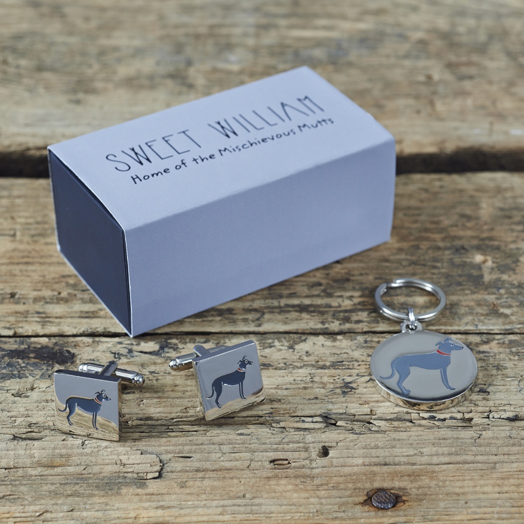 Lurcher Cufflinks and Dog Tag Set , Mischievous Mutts > Daddy and Me , Lurcher