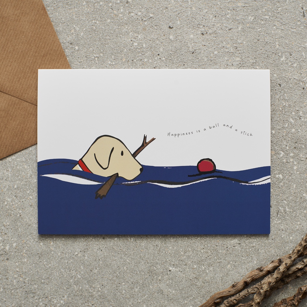Swimming Yellow Labrador Card , Mischievous Mutts > Greeting Cards , Yellow Labrador