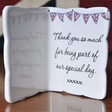 Personalised ceramic card favours