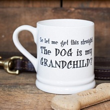 "The dog is my Grandchild?" mug