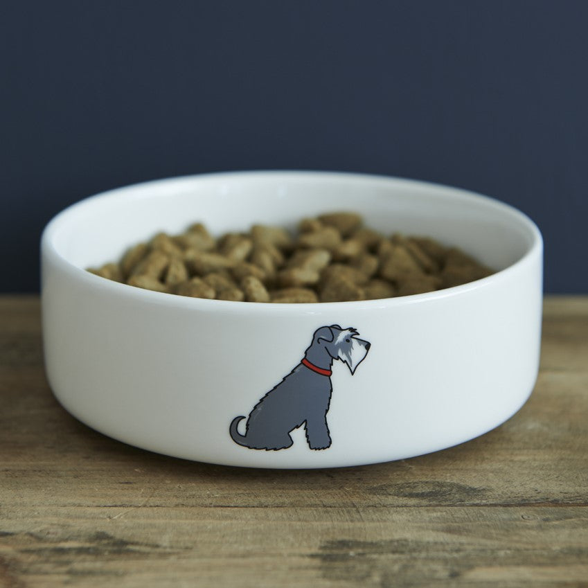 Grey & White Schnauzer small dog bowl — ceramic salt and pepper Schnauzer gift by Sweet William Designs