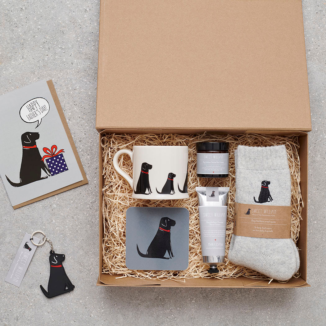Father's Day Black Labrador gift hamper with socks and keychain – Sweet William Designs_