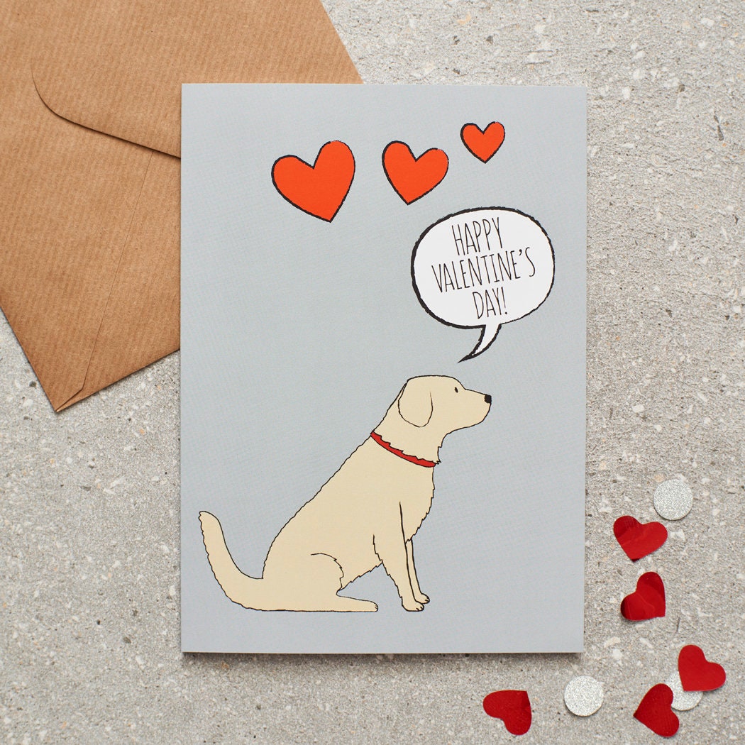 Golden Retriever Valentine's Day card — illustrated dog lover greeting card by Sweet William Designs