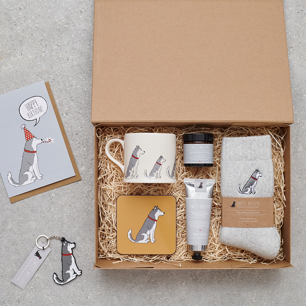 Husky / Malamute gift hamper featuring coaster and matching mug — thoughtful dog lover gift set by Sweet William Designs