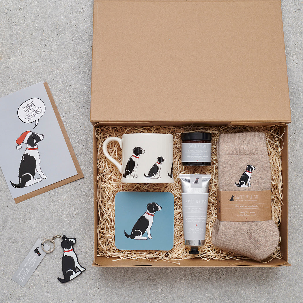 Hamper featuring Springer Spaniel socks — thoughtful dog lover gift set by Sweet William Designs