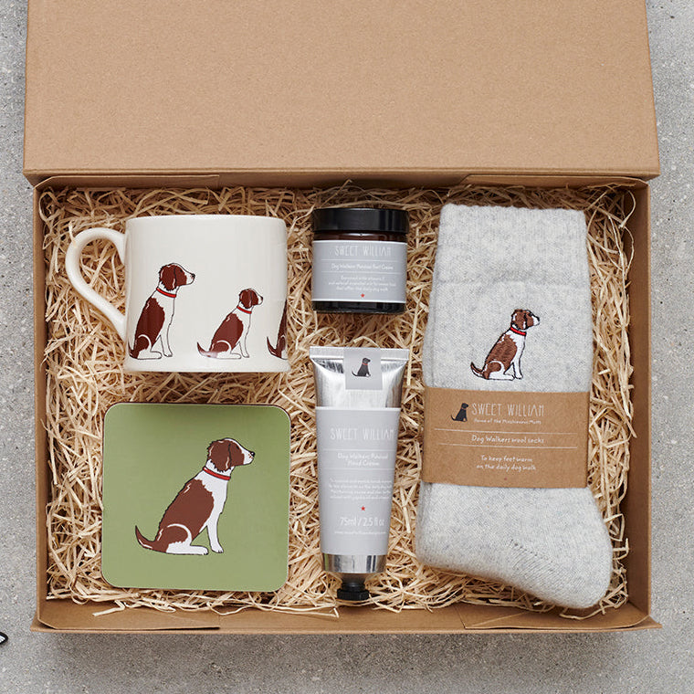Liver & White Springer Spaniel gift hamper featuring coaster and matching mug — thoughtful dog lover gift set by Sweet William Designs
