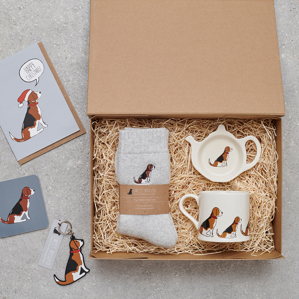 Sweet William Beagle hamper with teabag dish — Beagle dog lover gift set