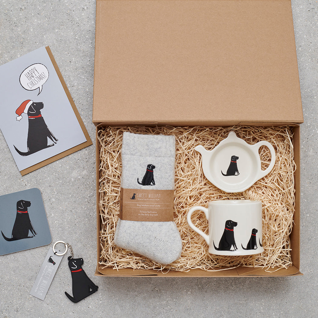 Black Labrador gift hamper featuring personalised Black Lab keyring — thoughtful dog lover gift set by Sweet William Designs