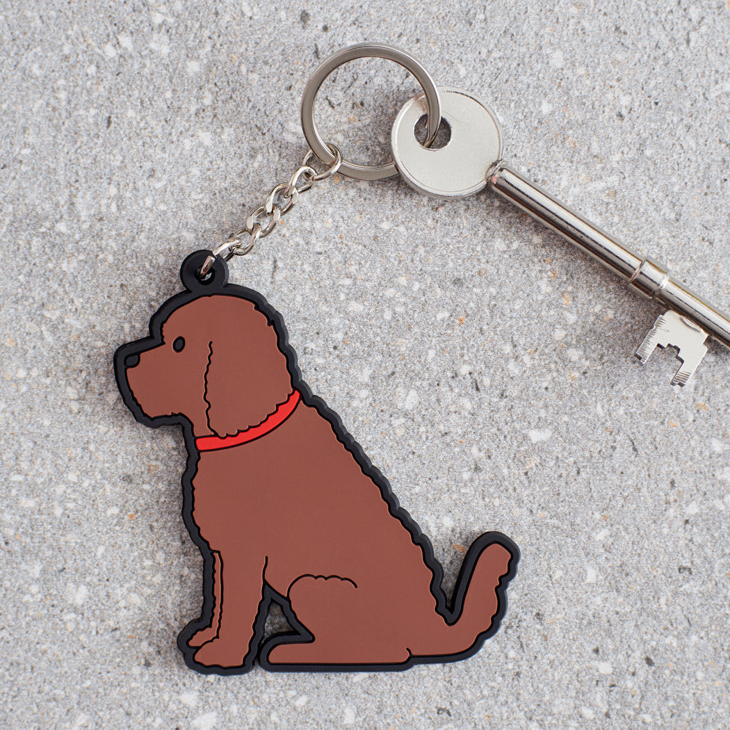 Chocolate Cockapoo keyring — personalised double-sided PVC dog lover gift by Sweet William Designs
