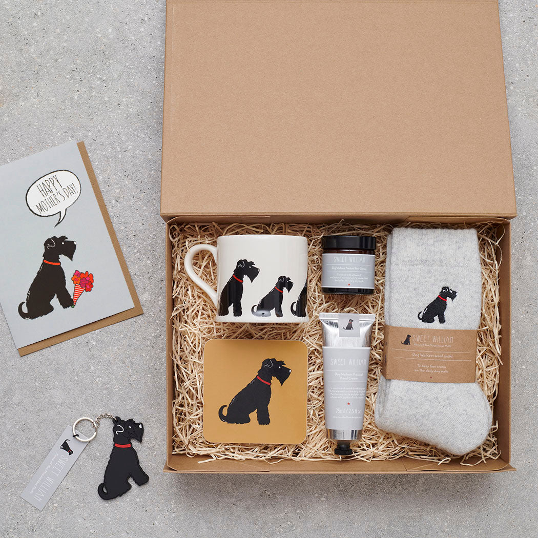 Black Schnauzer gift hamper featuring coaster and matching mug — thoughtful dog lover gift set by Sweet William Designs