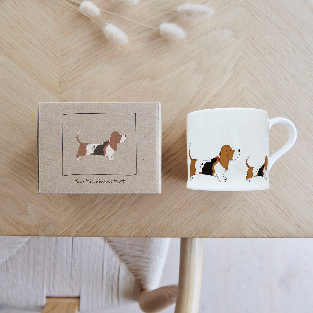 Basset Hound mug with kraft gift box — perfect gift for Basset Hound owners by Sweet William Designs