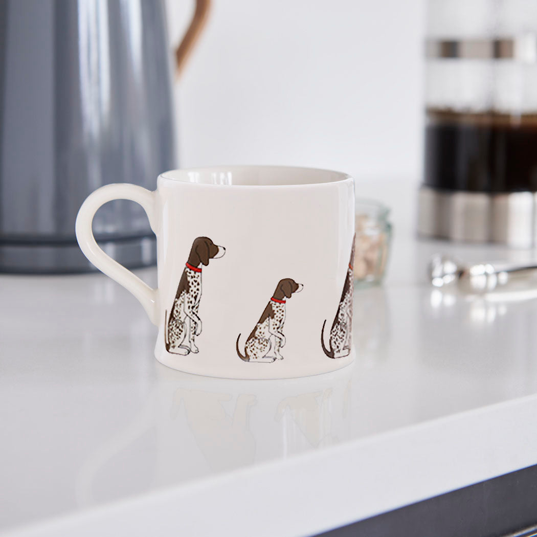 German Shorthaired Pointer mug in kitchen setting — Sweet William Designs dog mug, gift for dog lovers