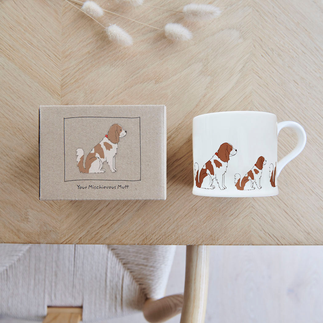 Cavalier King Charles Spaniel mug with kraft gift box — perfect gift for Cavalier owners by Sweet William Designs
