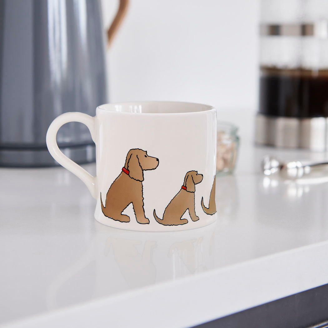 Sweet William Golden Cocker Spaniel Mug in a kitchen setting — illustrated Golden Cocker Spaniel ceramic mug