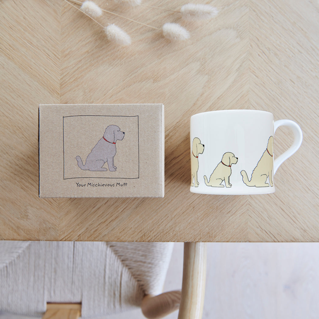 Sweet William Apricot Cockapoo Mug with kraft gift box — Cockapoo gift set presentation