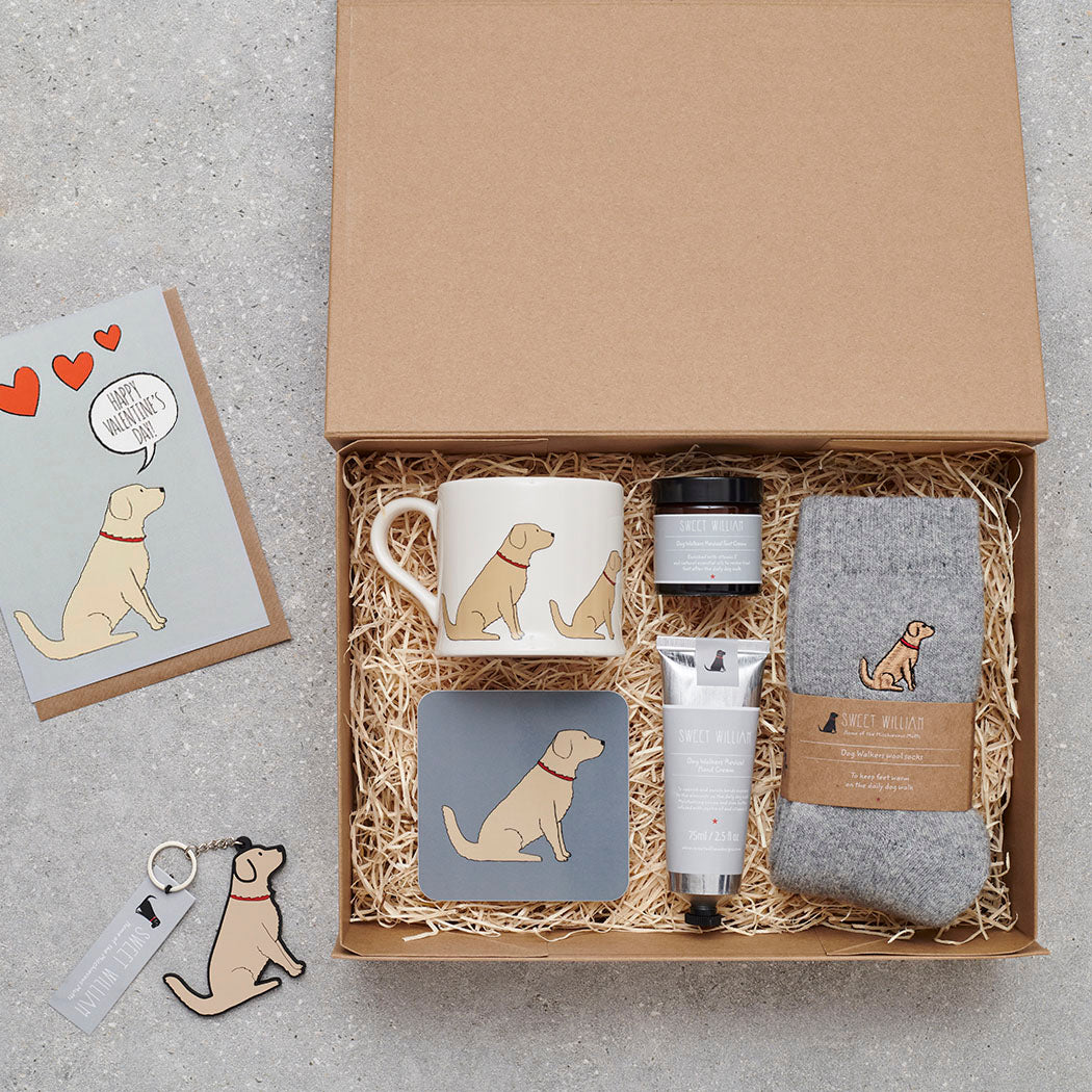 Golden Retriever gift hamper featuring coaster and matching mug — thoughtful dog lover gift set by Sweet William Designs