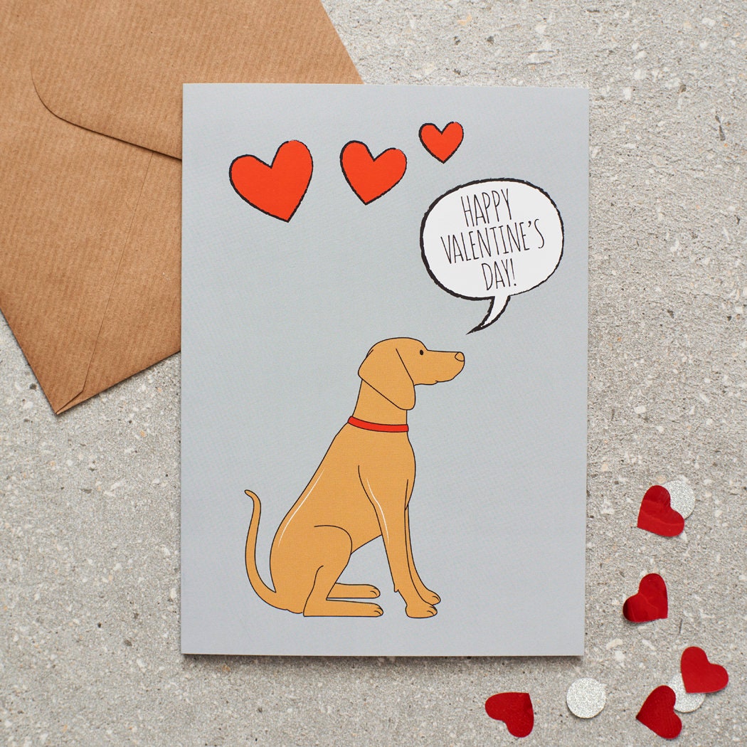 Vizsla Valentine's Day card — illustrated dog lover greeting card by Sweet William Designs
