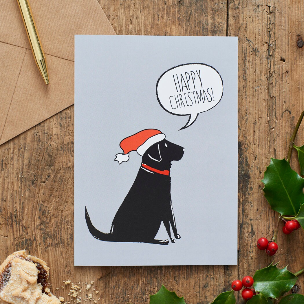 Black Labrador Christmas Card — illustrated dog lover greeting card by Sweet William Designs
