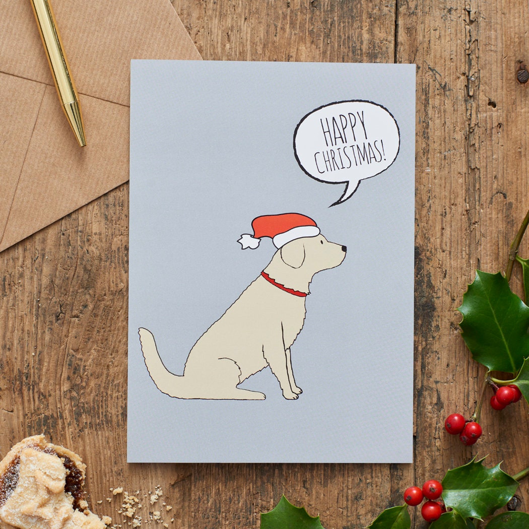 Golden Retriever Christmas Card — illustrated dog lover greeting card by Sweet William Designs
