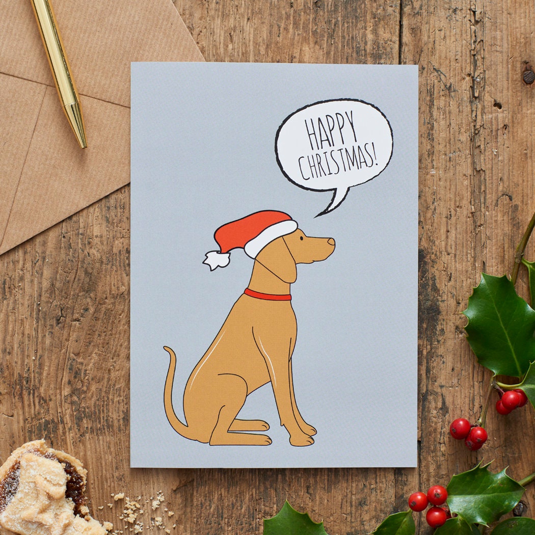 Vizsla Christmas Card — illustrated dog lover greeting card by Sweet William Designs