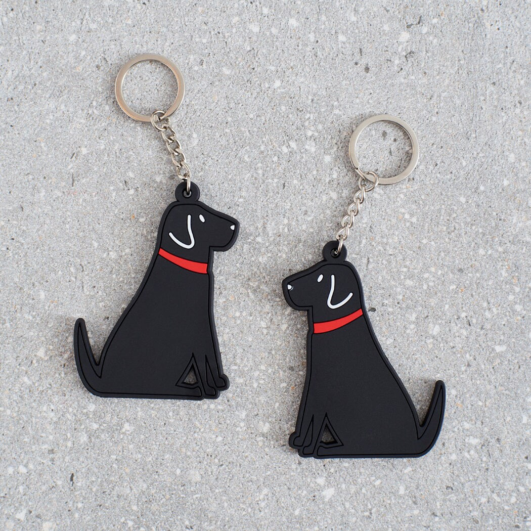 Personalised Black Labrador keyring held in hand — perfect gift for Black Lab owners