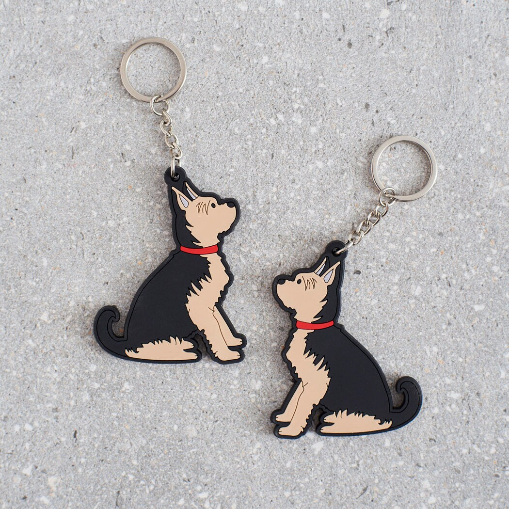 Yorkshire Terrier keyring back view — classic Yorkie design on double-sided PVC keyring by Sweet William Designs