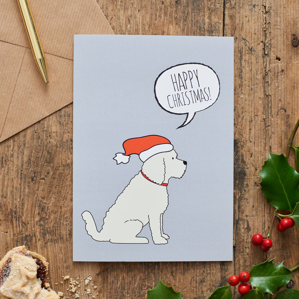 Apricot Cockapoo / Labradoodle Christmas Card — illustrated dog lover greeting card by Sweet William Designs