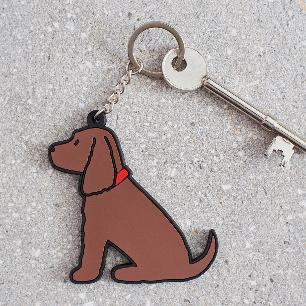 Chocolate Cocker Spaniel keyring — personalised double-sided PVC dog lover gift by Sweet William Designs