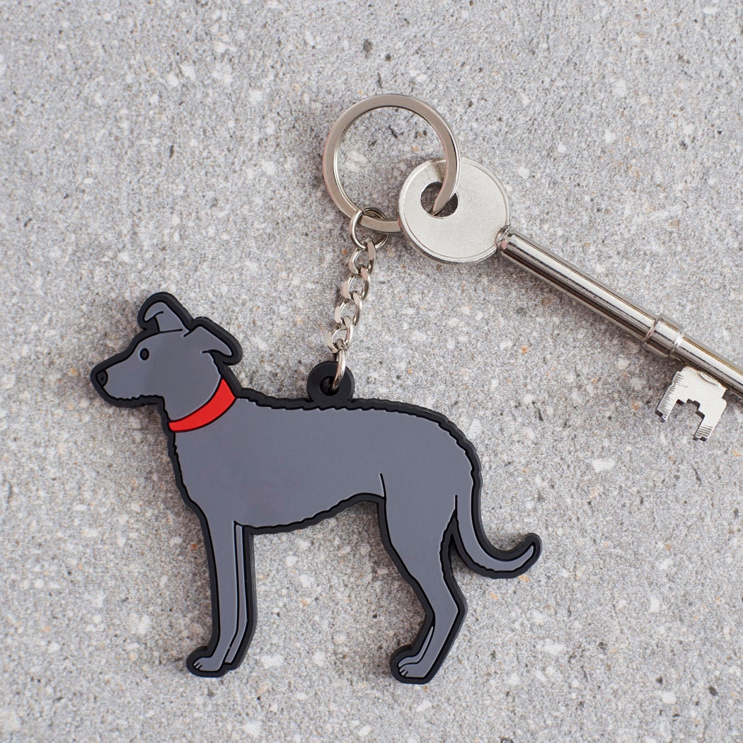 Lurcher keyring — personalised double-sided PVC dog lover gift by Sweet William Designs