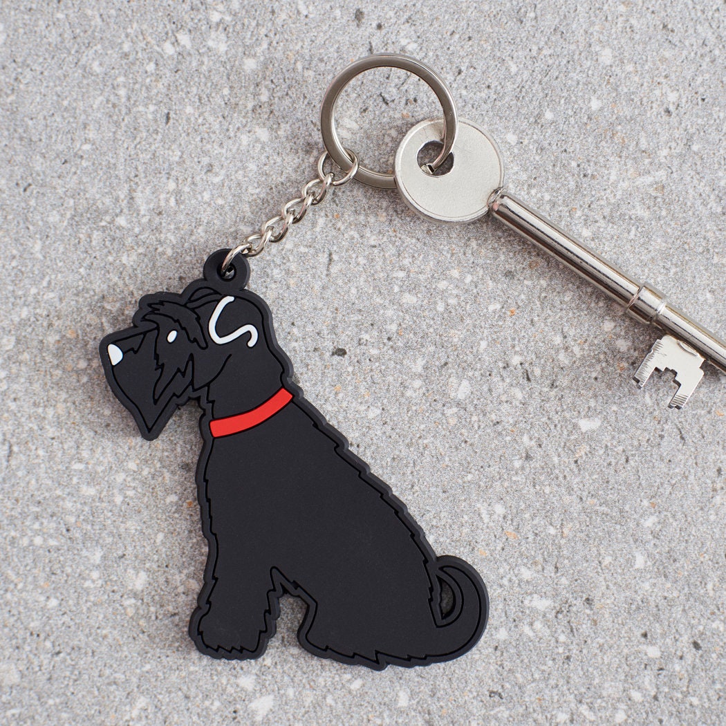 Black Schnauzer keyring — personalised double-sided PVC dog lover gift by Sweet William Designs