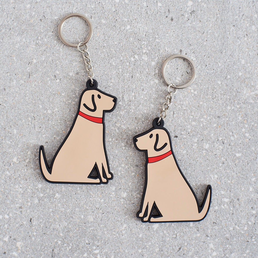 Yellow Labrador keyring back view — classic Yellow Lab design on double-sided PVC keyring by Sweet William Designs