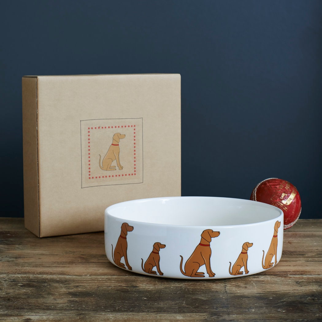 Vizsla ceramic dog bowl with kraft gift box — perfect gift for Vizsla lovers by Sweet William Designs