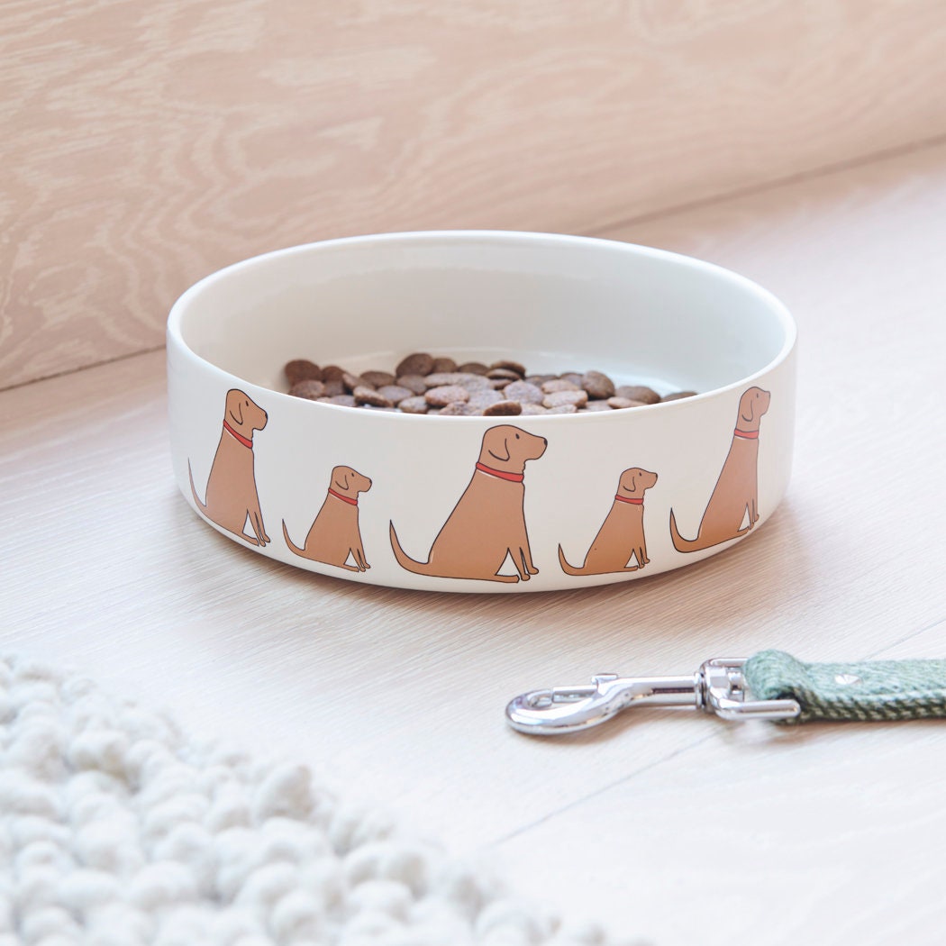 Fox Red Labrador ceramic dog bowl — signature illustration, dishwasher safe dog lover gift by Sweet William Designs