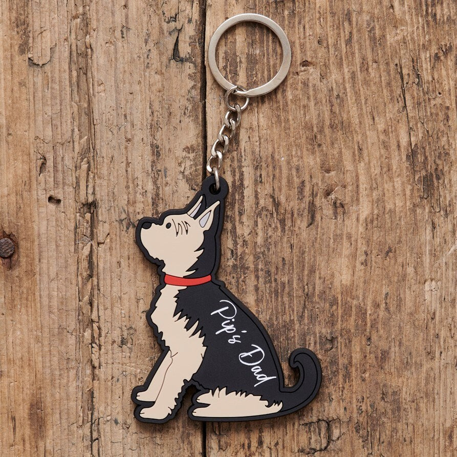 Yorkshire Terrier keyring shown on keys — double-sided PVC dog keyring, ideal gift for Yorkie lovers