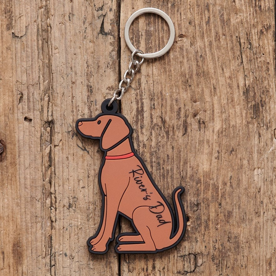 Vizsla keyring shown on keys — double-sided PVC dog keyring, ideal gift for Vizsla lovers