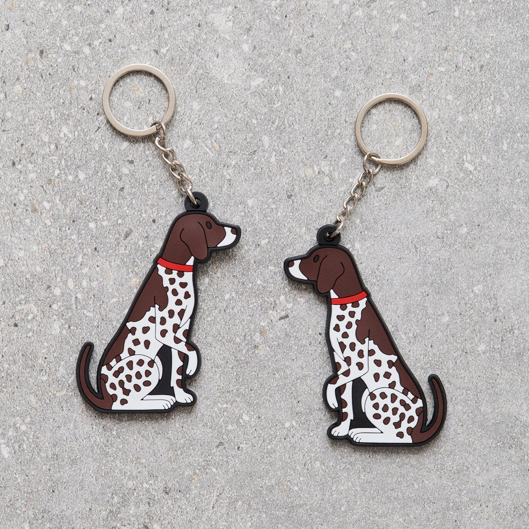 German Shorthaired Pointer keyring on keys — double-sided PVC gift for GSP owners