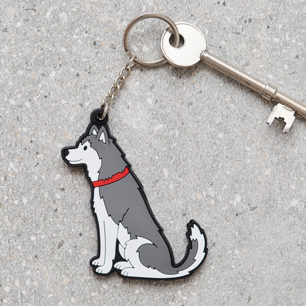 Husky keyring — personalised double-sided PVC dog lover gift by Sweet William Designs