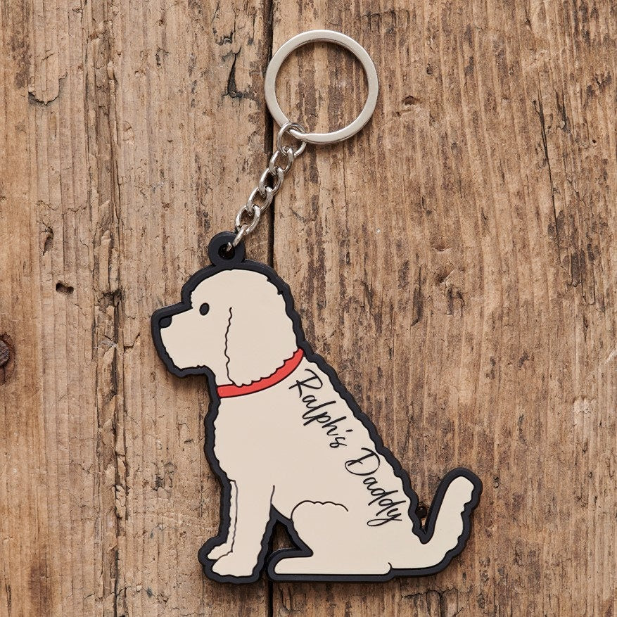 Apricot Cockapoo / Labradoodle keyring on bag — double-sided PVC charm, ideal gift for Cockapoo owners