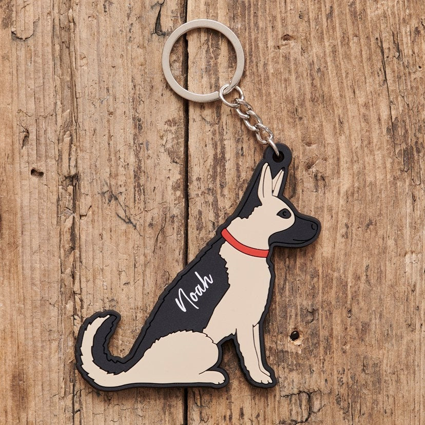 Personalised German Shepherd keyring — perfect birthday or Christmas gift for dog lovers