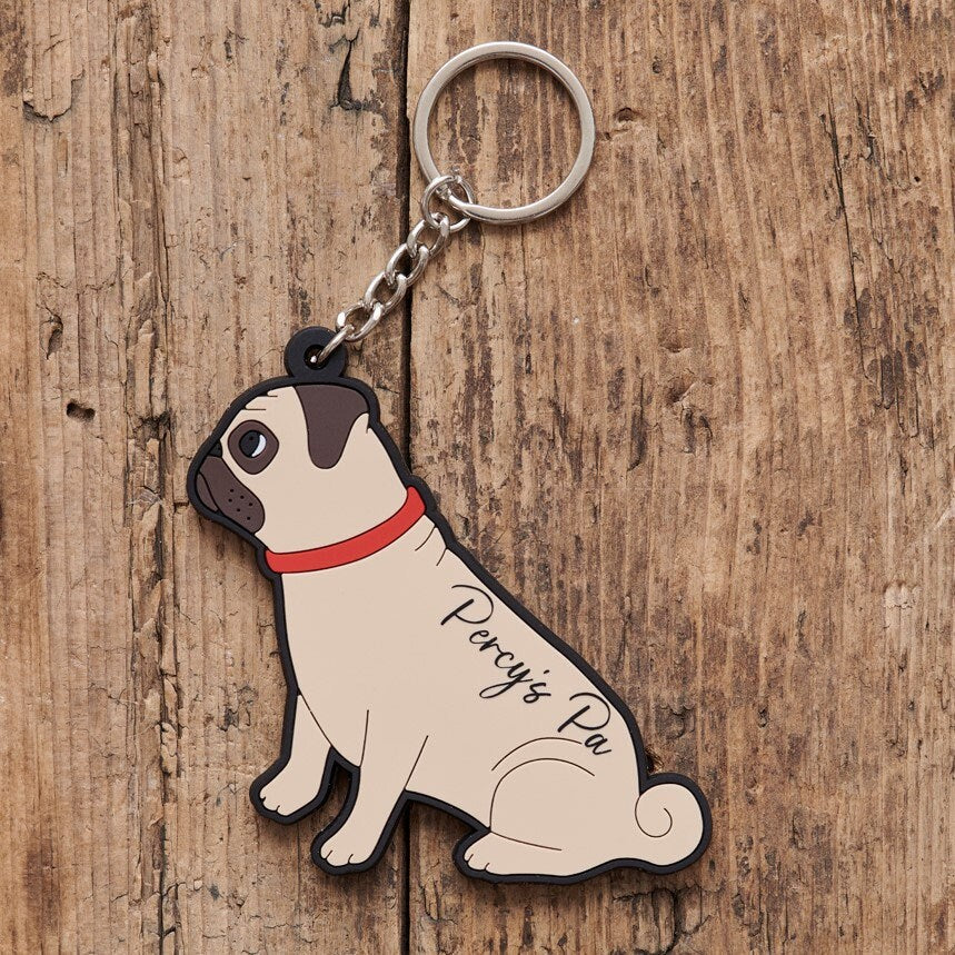 Pug keyring — personalised dog lover gift by Sweet William Designs